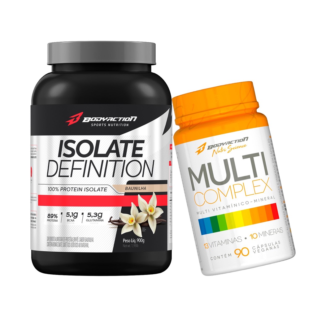 Whey Protein Isolado 900g + Multivitamínico 90 Caps – Bodyaction