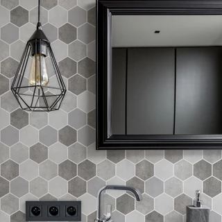 Adesivo De Azulejo Hexágonos Colmeia Cimento Queimado 2,50m