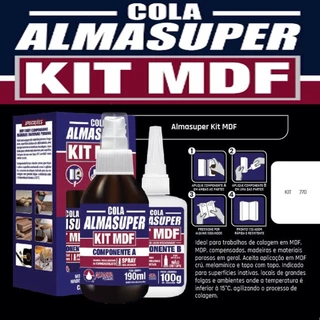 Almasuper Kit Para Mdf Cola + Ativador Acelerador Instantânea Componente A/B - A190ml - B100g