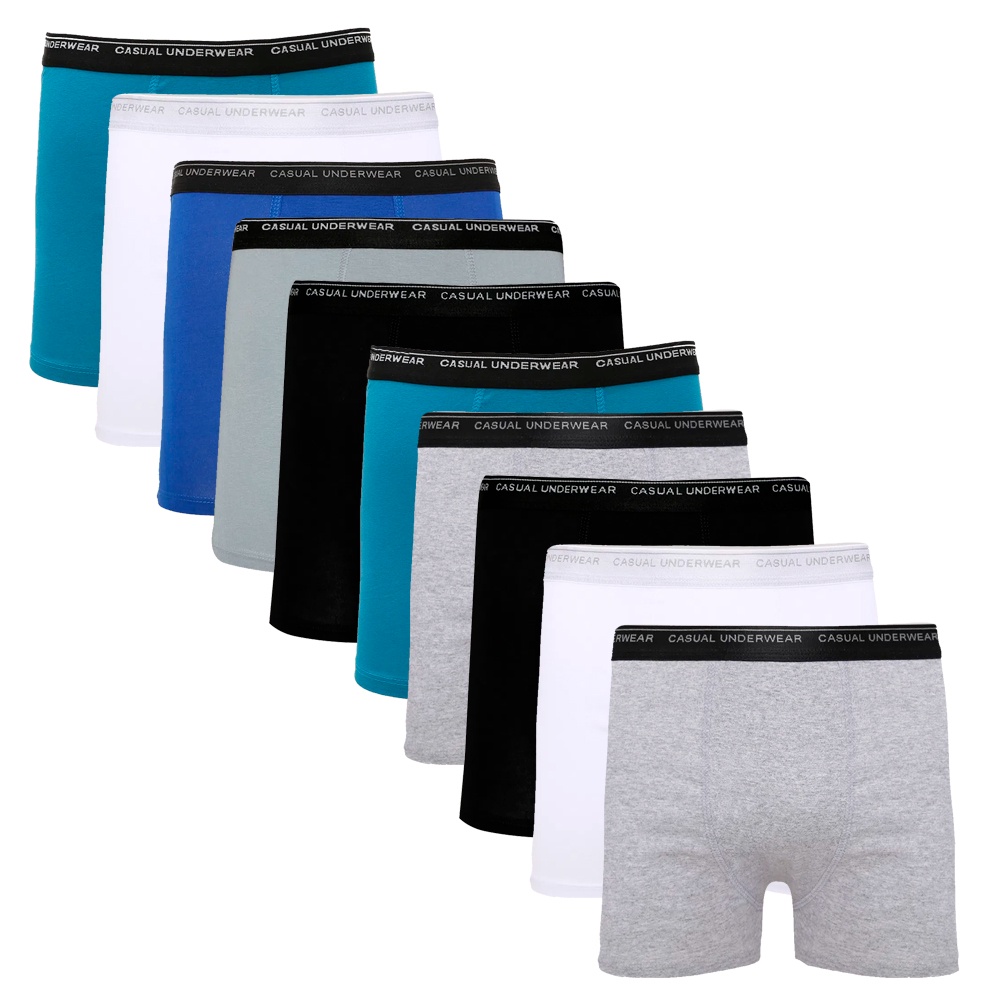 Kit com 10 Cueca Boxer Cotton Basic Casual Underwear