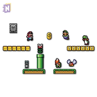 Imã de Geladeira Super Mario Bros World Nintendo - Kit 14 Peças