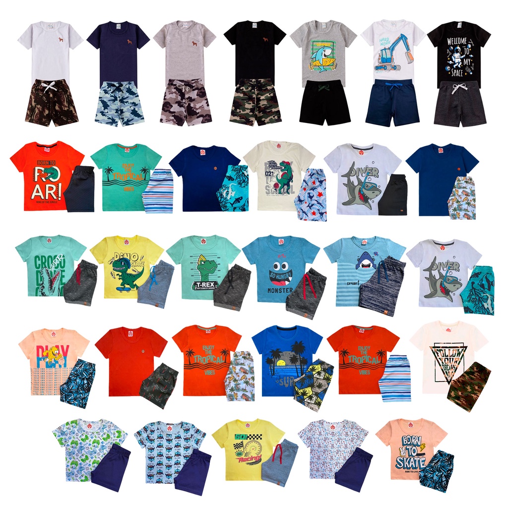 Conjunto de roupas infantil masculina Juvenil Modelo 2023