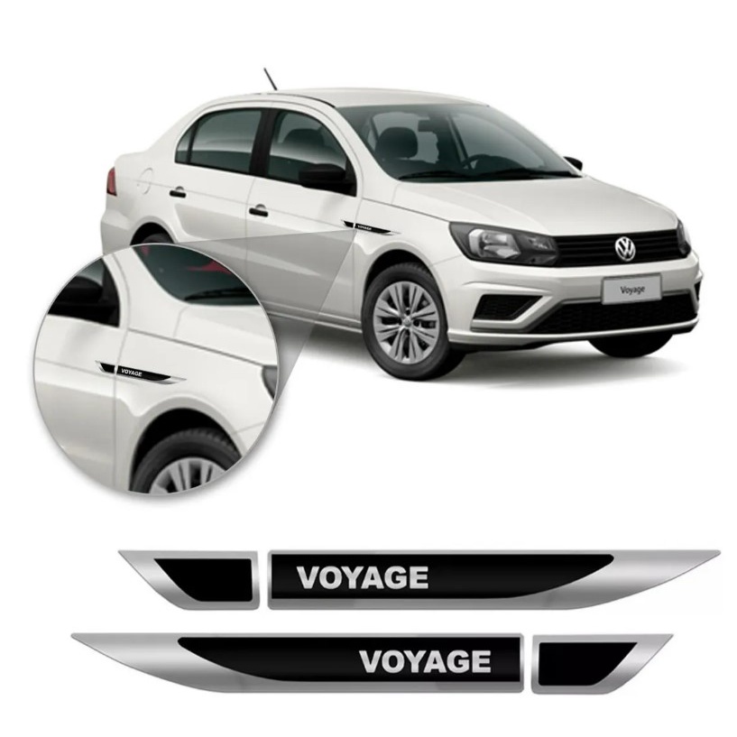 Kit de 4 Peças Aplique Lateral Resinado Volkswagen Voyage