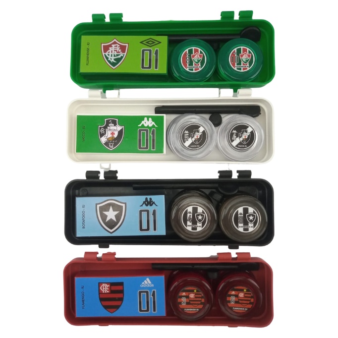 Kit Jogo De Botão "Maciço" 4 Times + estojo + goleiro Retangular