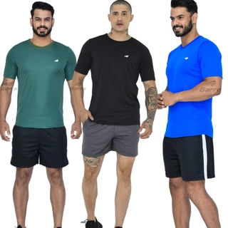 Kit Bermuda FIT com Camiseta Manga Curta DriFit para Atividade Física e Academia