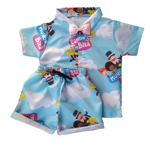 Roupa do Mundo Bita Menino COM GRAVATA Conjunto infantil | Shopee Brasil