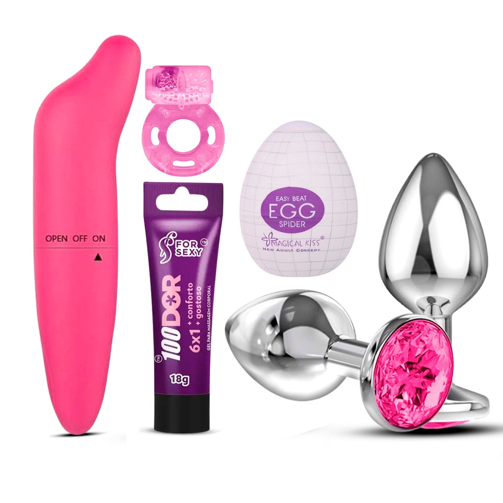 Kit Plug Anal Pequeno Vibrador Feminino Ponto G Egg Masturbador Masculino Gel Lubrificante