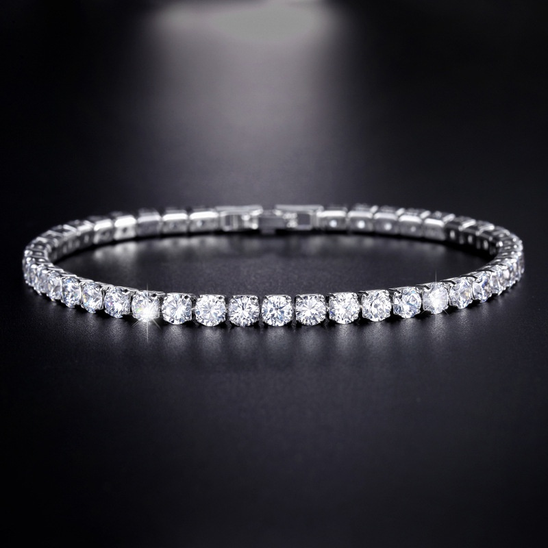 Novo Pulseira Diamante Zircônio 4.0mm Tênis Unisexo Fashion Simple