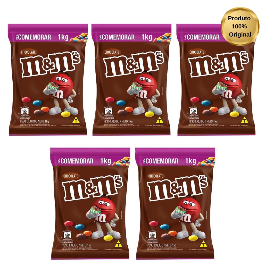 Delicioso Confeito de Chocolate ao Leite M&M`s Confete - Pacote de 1kg -  M&Ms