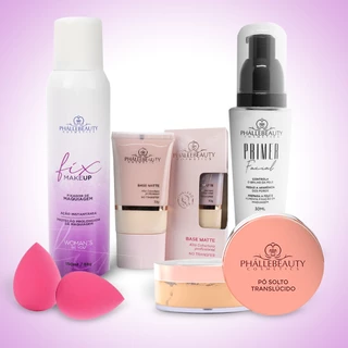 Kit Completo Phallebeauty Maquiagem Base com 5 Itens/Esponja de Maquiagem