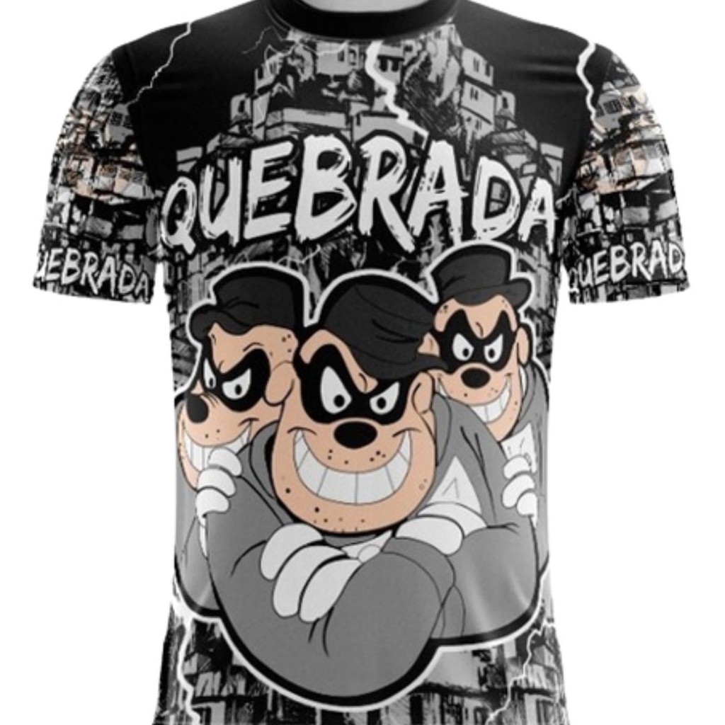 Camiseta de Quebrada Masculina Mandrake Grau Metralha Coringa Camisa Favela  - Preto