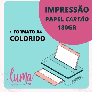 10 Impressões Colorida em papel Cartão 180gr tamanho A4
