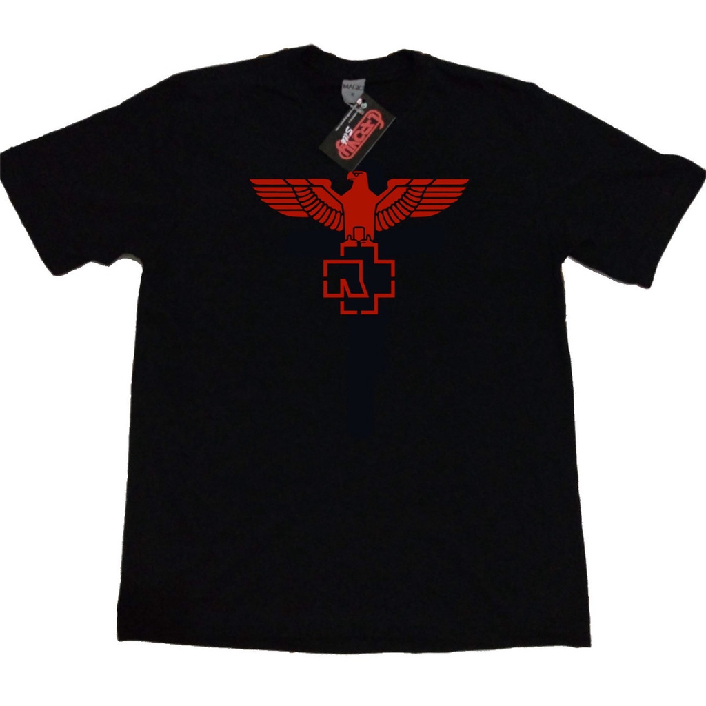 camiseta masculina rammstein rock logo vermelho