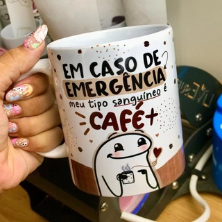 Caneca Personalizada Flork Café, Em Caso De Emergência Meu Tipo Sanguíneo e Café +..