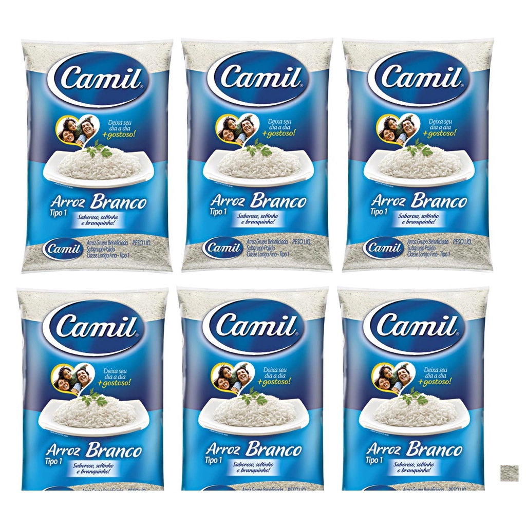 Arroz Branco Camil 1kg Tipo 1 - Kit Com 6 Unidades | Shopee Brasil