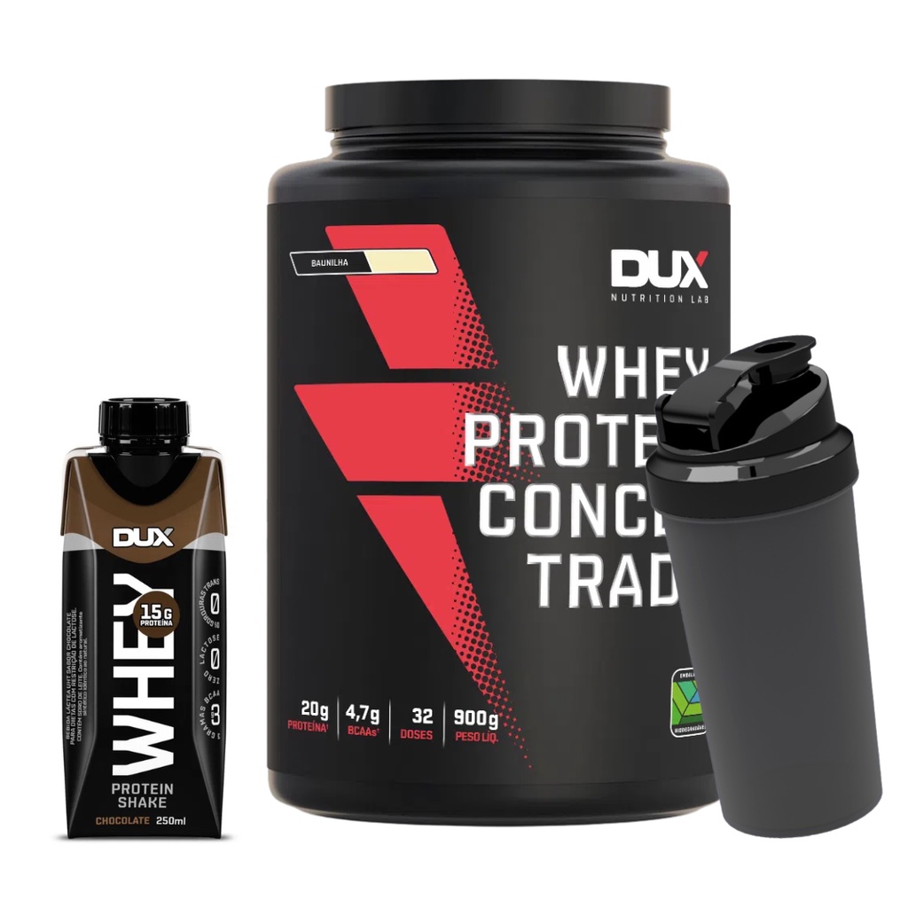 Kit Whey Protein Concentrado Pote 900g Dux 01 Unidade De Whey