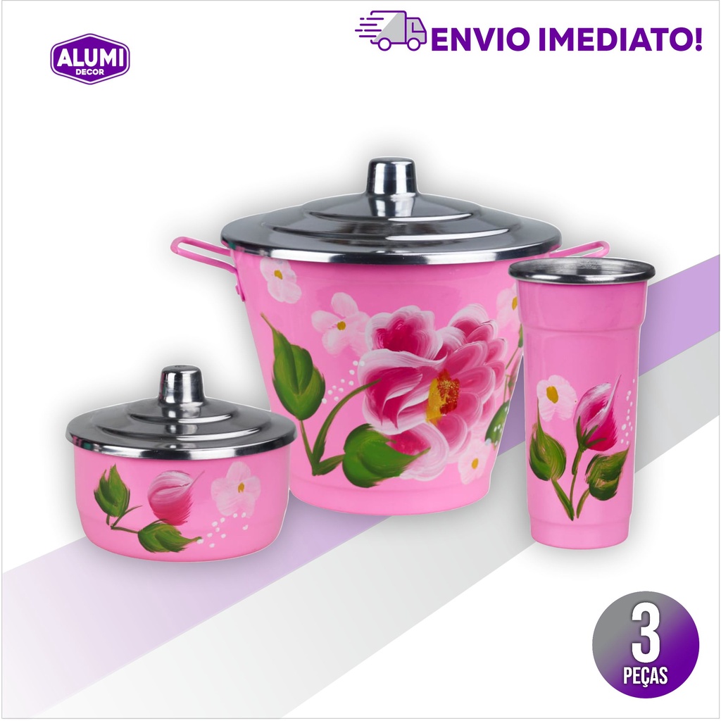 JOGO COZINHA PINTADO OKFORD 6PC (SITE)-LARANJA C/ ROSAS