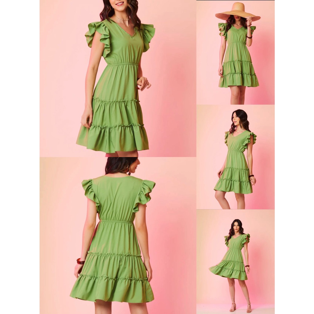 Vestido Feminino Midi Babado 3 Maria Asa Evangélico-00146