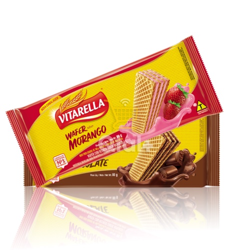 Caixa Biscoito Wafer Vitarella C/30 Un 80g - Chocolate - Morango