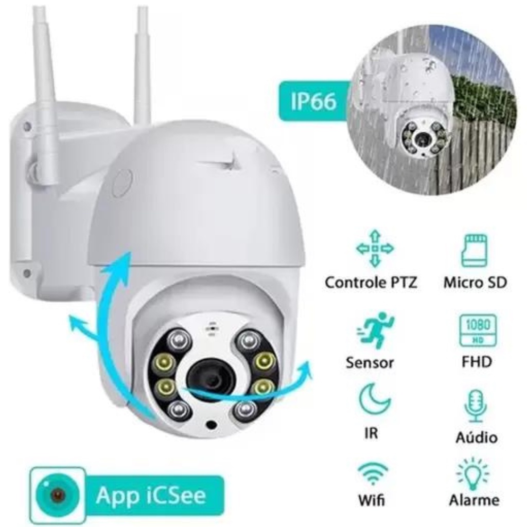 Camera Vigilancia 360 Wifi Externa Sem Fio Full Hd Giratoria - It