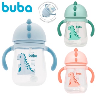 Copo Com Canudo de Silicone e Medidor Buba Dino 240ml