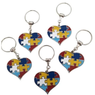 Chaveiro Metálico Metal Colorido Autismo Autista Símbolos Quebra Cabeça
