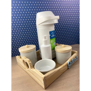 Kit Higiene Bebê Porcelana Pinus Coração Garrafa PUMP Personalizado Menino