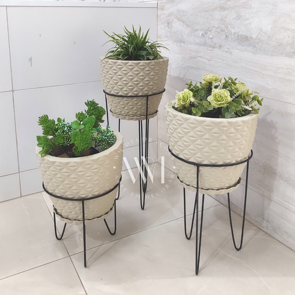 Kit 3 Vasos de planta Diamante 3D Modernos Nº1 Polietileno Decoração ...
