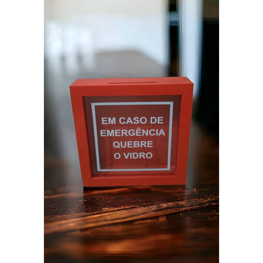 Quadro Cofre Em caso de Emergência Quebre o Vidro MDF Vermelho ...