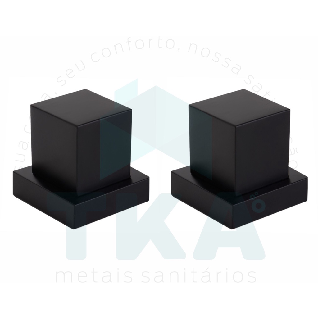 Combo Kit 2 Acabamento Quadrado Black Matte Metal Luxo para Registro 1/2 x 3/4 Padrão Deca