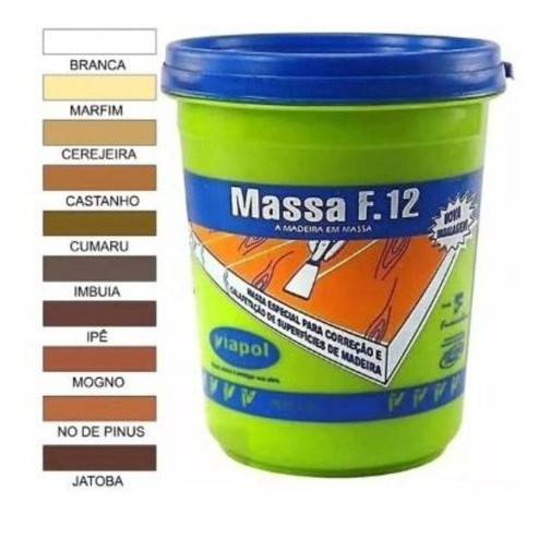 Massa Calafetar Madeira F12 Viapol Diversas Cores