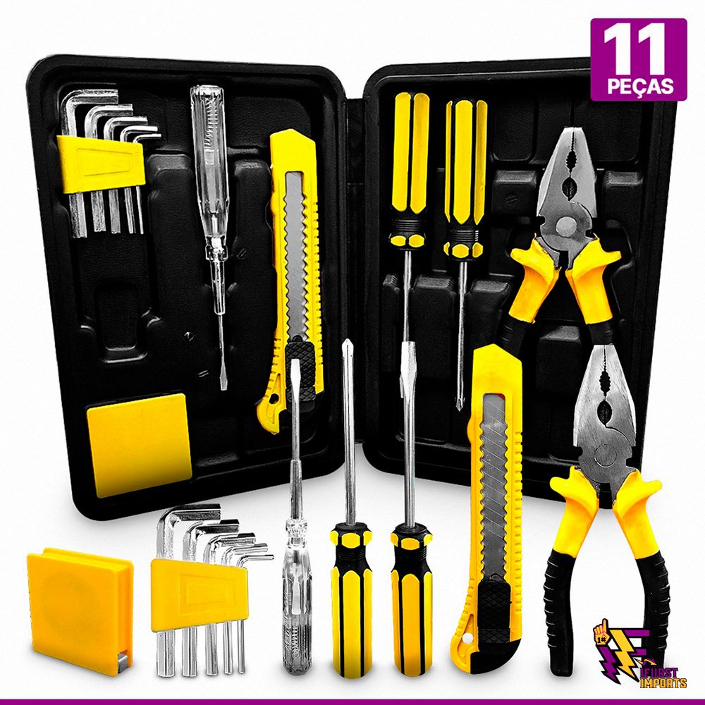 Kit de Ferramentas Com Maleta 11 Peças Alicate Chave Phillips Chave de ...