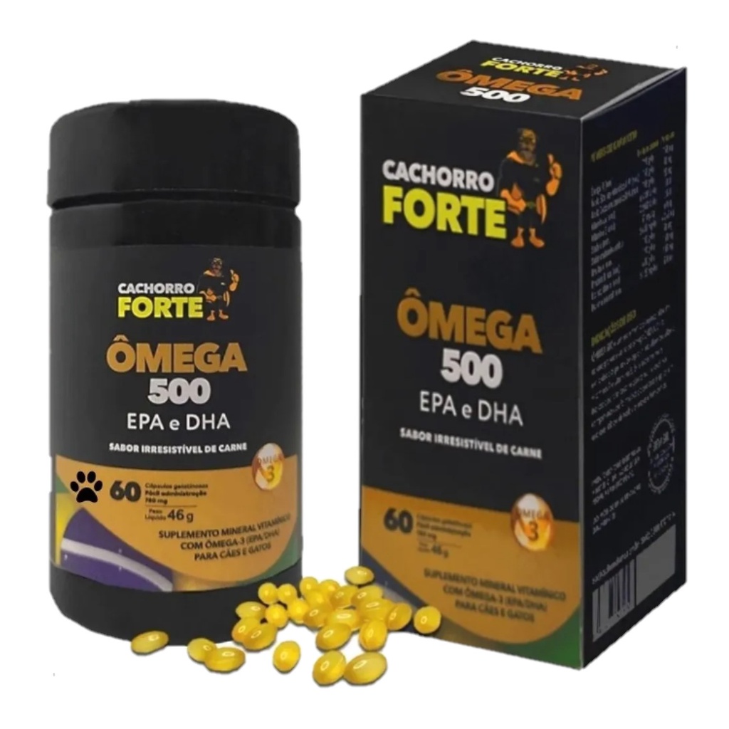 Omega 3 para cachorro e gato Sabor Carne 60 Capsulas Shopee Brasil