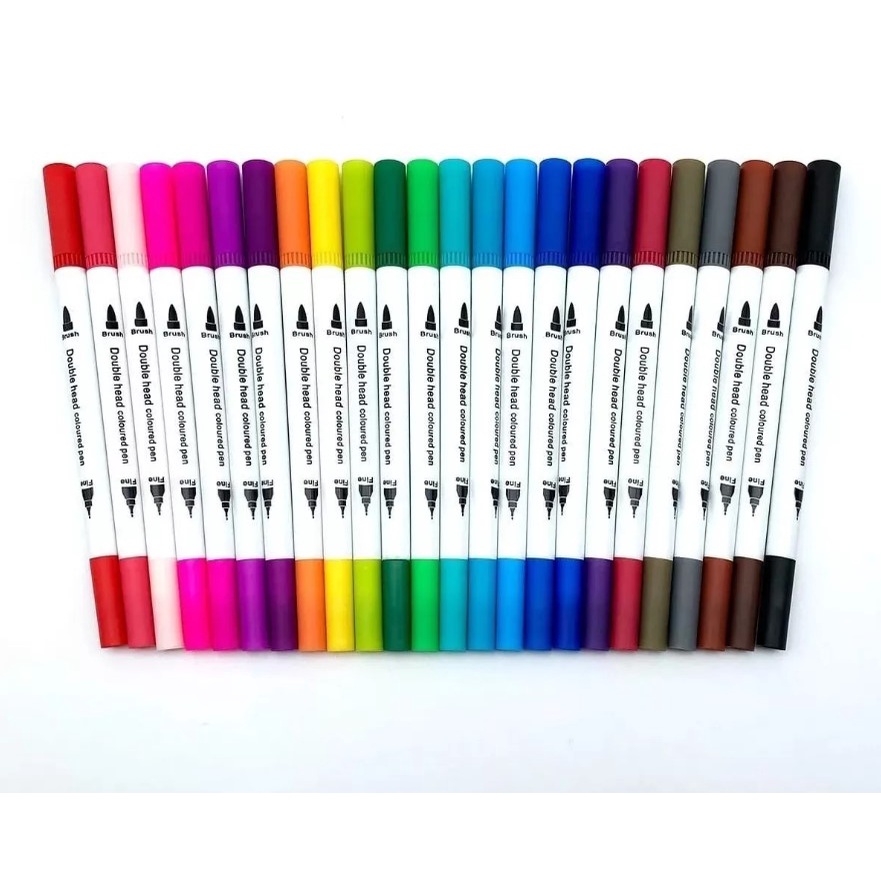 Kit12/24/36/48 Caneta Brush Ponta Pincel Lettering Duas Pontas