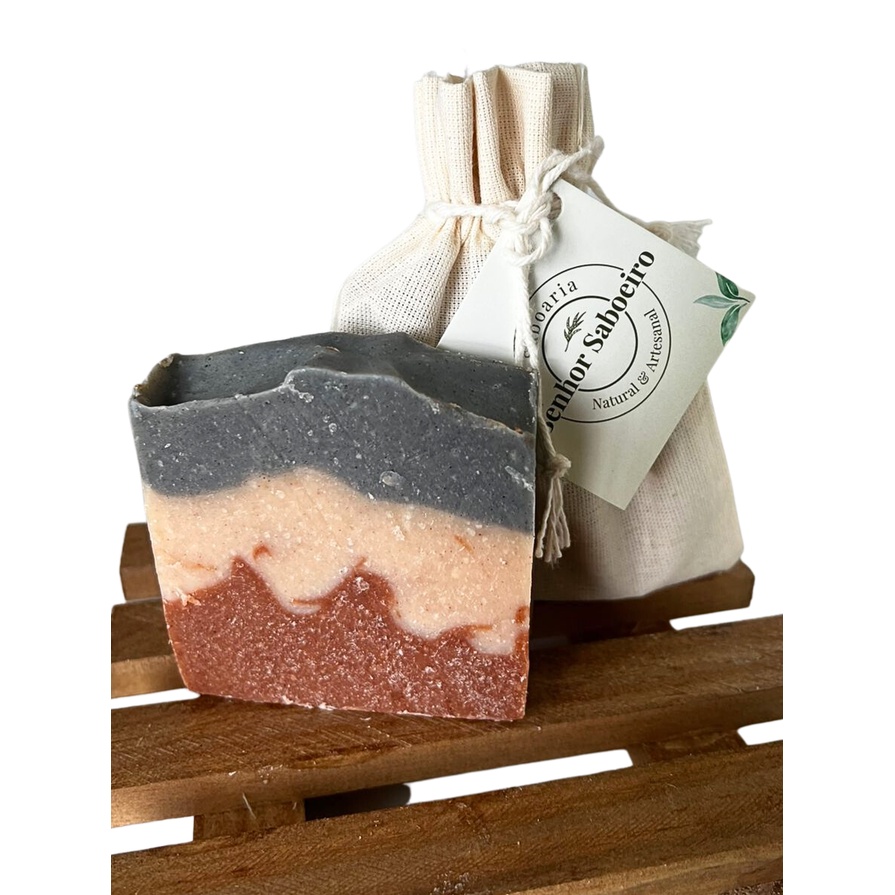 Sabonete Artesanal Argila Preta Vermelha e Rosa Natural Corporal Facial