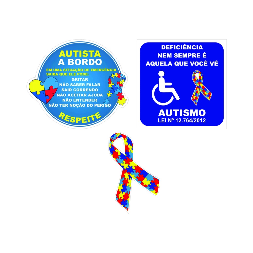 Adesivo Símbolo Autista Autismo Lei Pcd Autista a Bordo Identificação ...