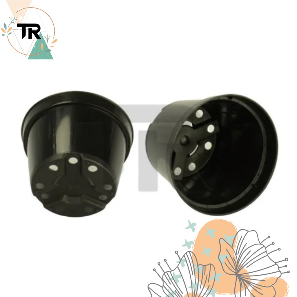 50 Vasos Plástico Pote 11 Liso Preto Plantas Flores Temperos 430ml