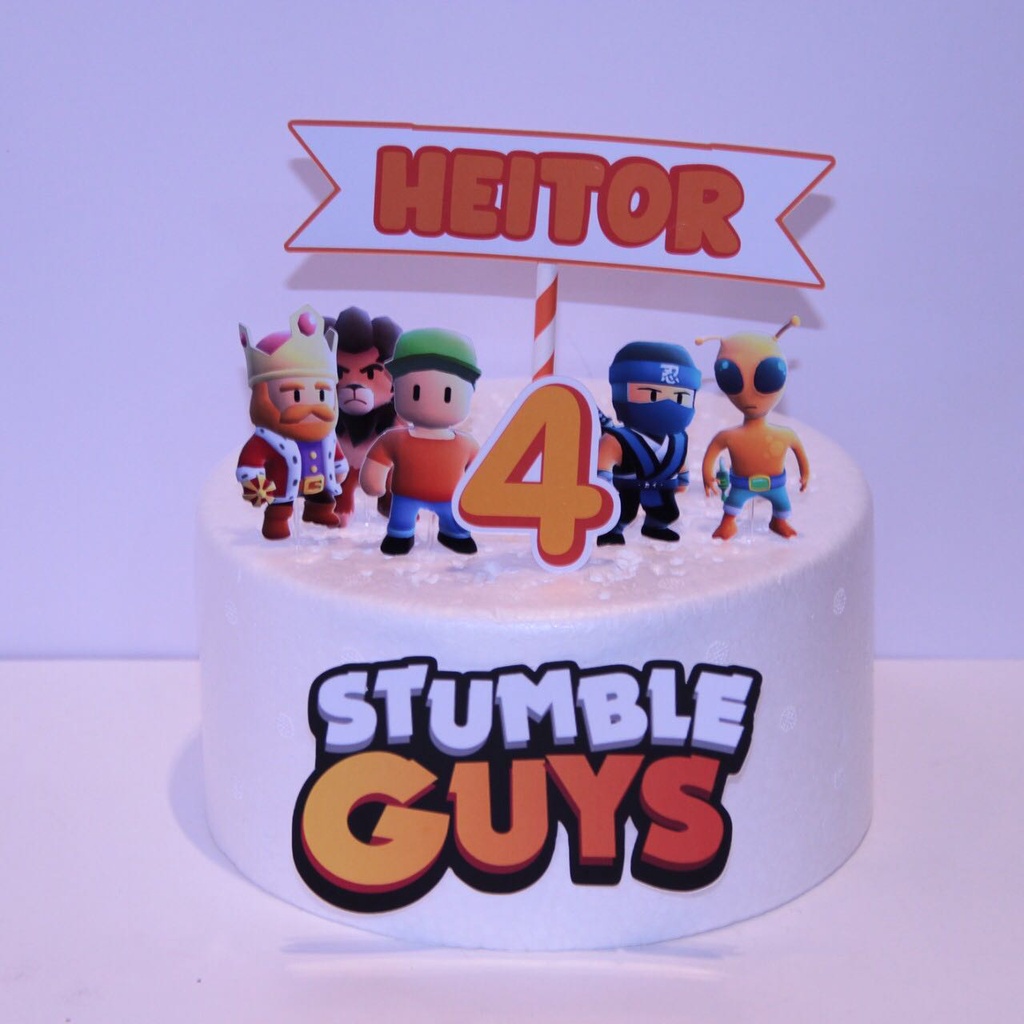 Topo de Bolo Stumble Guys Aniversários Topper Game Festa Infantil