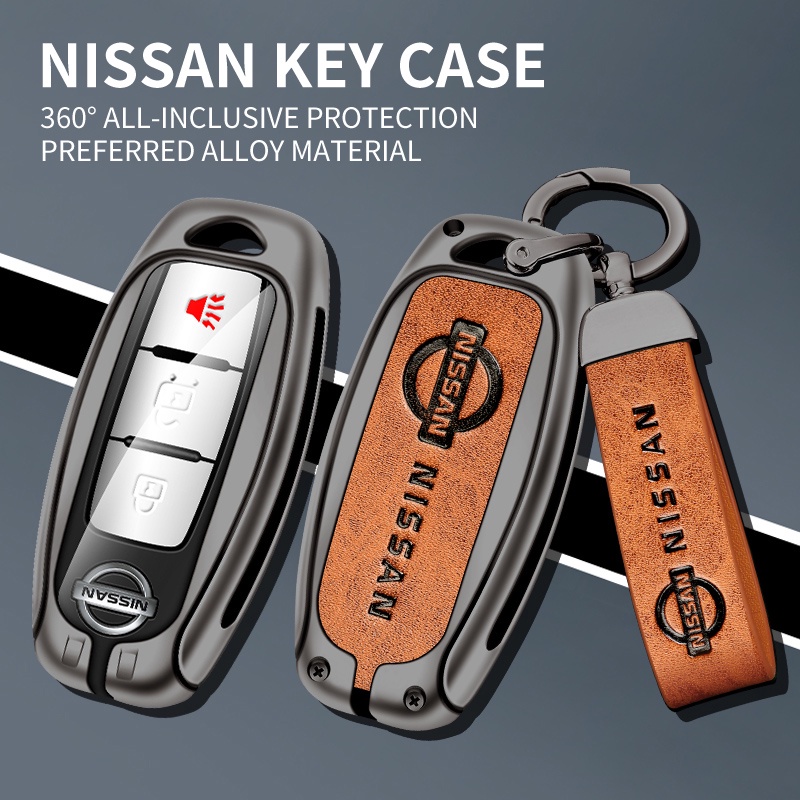 [Ready Stock] Car key case for Nissan Altima 14th Sylphy Xtrail Qashqai metal leather