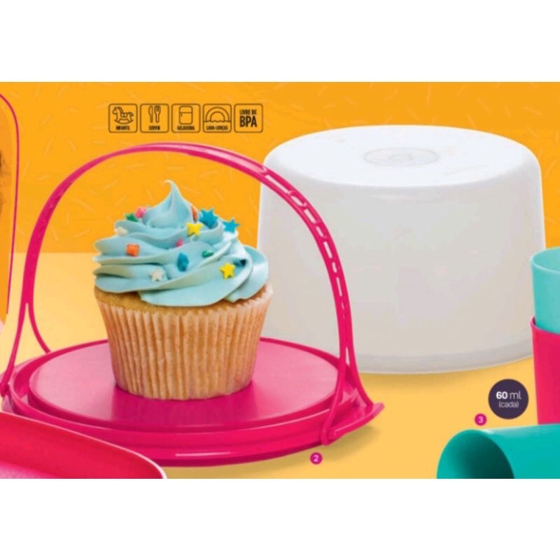 Mini Cake Tupperware Branco Base Rosa Pronta entrega | Shopee Brasil