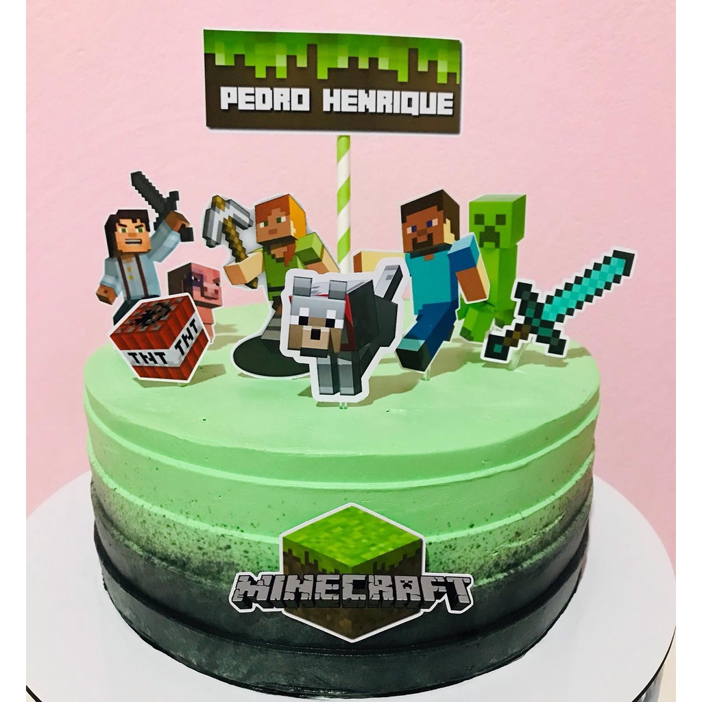 Preciosos cakes - Bolo de chantilly! Minecraft! Topper