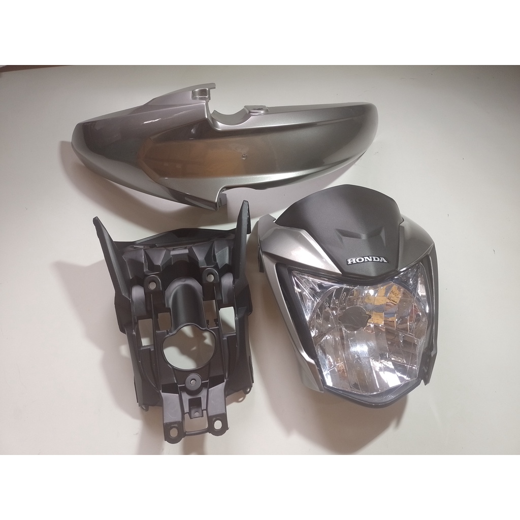 kit carenagem farol completo e suporte painel da cg titan 160 2023 e paralama na cor Fan cinza tornado 16