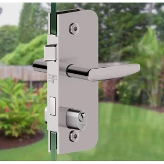 Fechadura com Maçaneta Para Porta De Vidro/ blindex Pivotante 1520TA/507 com a contra alvenaria 1504ATA