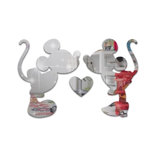 Espelho Decorativo Acrílico Mickey Minnie Enfeite Coração Quarto