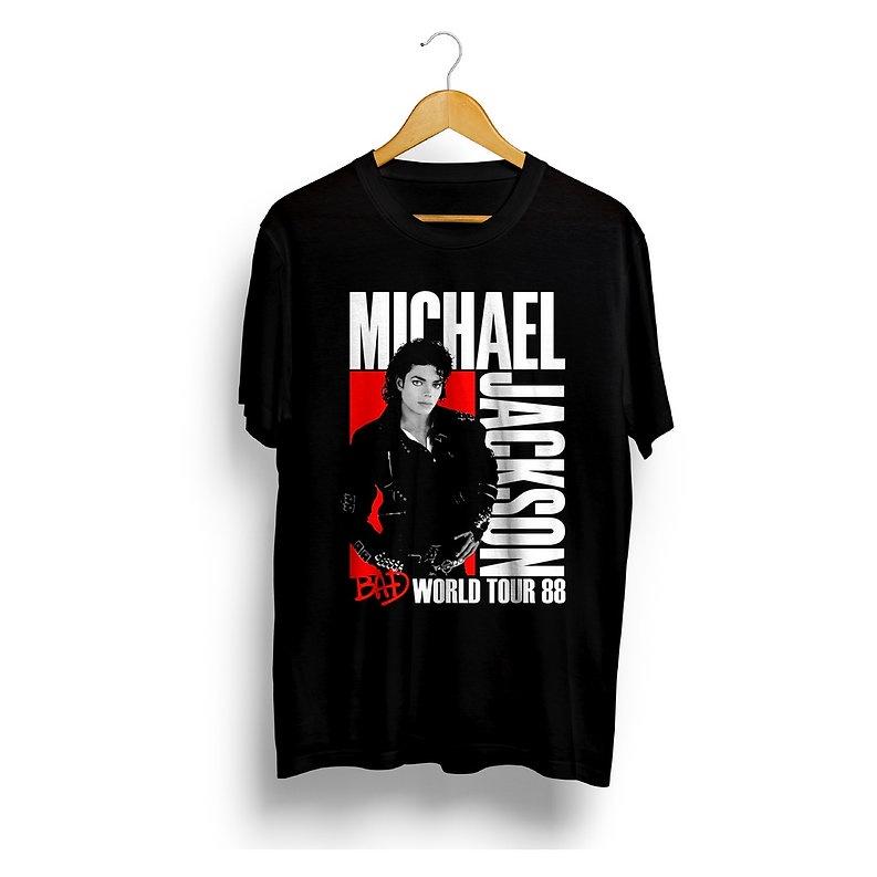 Camiseta Premium em Algodão Camisa Blusa Michael Jackson Bad World Tour 1988 Unissex Camisa. R001