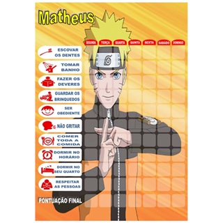 Quadro de incentivo naruto para imprimir