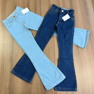 Calça Flare Jeans Infantil Menina - Calça de criança da moda Flare