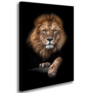 Tela Quadro Parede Grande Leão De Judá Preto Luxuoso Barato