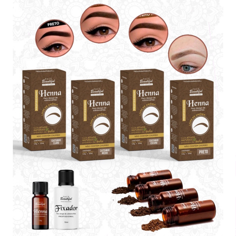 Henna Para Design de Sobrancelha profissional com Fixador Face ...