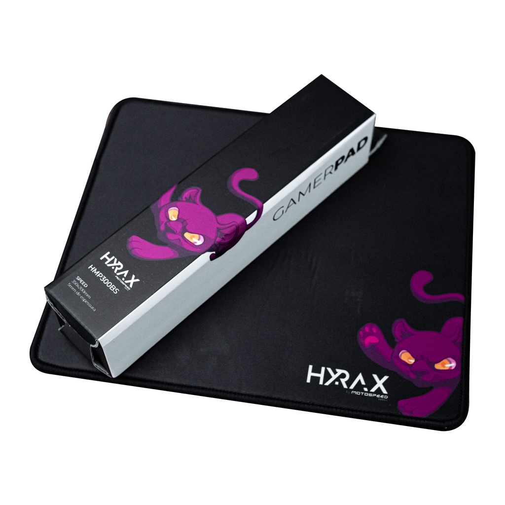 Mousepad Gamer Hyrax Speed, 300x250x4mm, Borda Costurada, Preto - HMP300BS